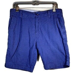 Tommy Hilfiger Seersucker Shorts‎ Mens 30 Blue Plaid Cotton Stretch 9" inseam